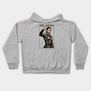 She Served Woman Veteran Kids Hoodie